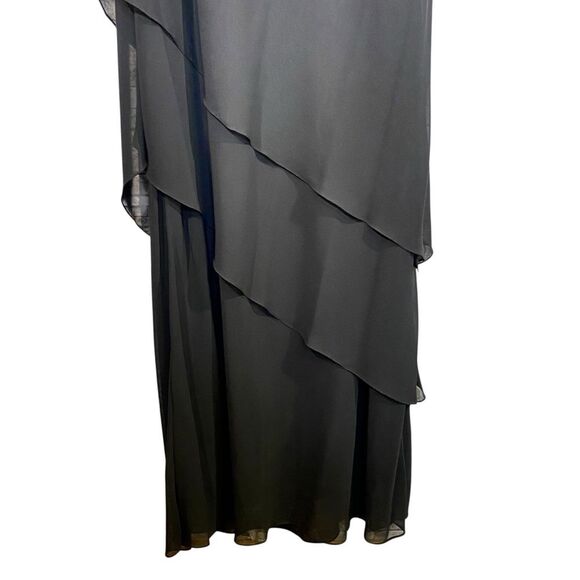 Cameron Blake Elegant Black Evening Gown Sleeveless Layered Midi Womens Sz 20 - Picture 3 of 7